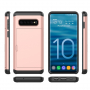Carcasă din plastic cu compartiment de card, pentru Samsung Galaxy S10 Plus - roz-auriu