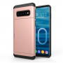 Carcasă din plastic cu compartiment de card, pentru Samsung Galaxy S10 Plus - roz-auriu