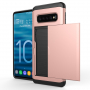 Carcasă din plastic cu compartiment de card, pentru Samsung Galaxy S10 Plus - roz-auriu