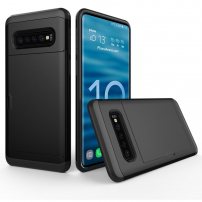 Carcasă din plastic cu compartiment de card, pentru Samsung Galaxy S10 Plus - negru