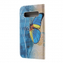 Husă flip Fluture, pentru Samsung Galaxy S10 Plus - albastru
