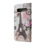 Husă flip Turnul Eiffel pentru Samsung Galaxy S10 Plus - roz vechi