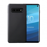 Carcasă din plastic cu textură de fibre de carbon, pentru Samsung Galaxy S10 Plus - negru