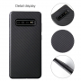 Carcasă din plastic cu textură de fibre de carbon, pentru Samsung Galaxy S10 Plus - negru