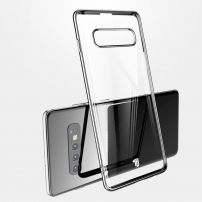 Carcasă X-Level din plastic transparent, cu ramă, pentru Samsung Galaxy S10 - negru