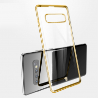 Carcasă X-Level din plastic transparent, cu ramă, pentru Samsung Galaxy S10 - auriu