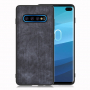 Husă de protecție din piele, cu textură denim, pentru Samsung Galaxy S10 Plus - albastru închis