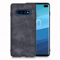 Husă de protecție din piele, cu textură denim, pentru Samsung Galaxy S10 Plus - albastru închis
