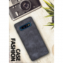 Husă de protecție din piele, cu textură denim, pentru Samsung Galaxy S10 Plus - albastru închis