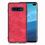 Husă de protecție din piele, cu textură denim, pentru Samsung Galaxy S10 Plus - roșu