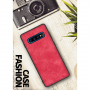 Husă de protecție din piele, cu textură denim, pentru Samsung Galaxy S10 Plus - roșu