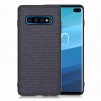 Husă de protecție din piele, cu textură denim, pentru Samsung Galaxy S10 Plus - albastru închis