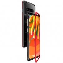 Carcasă Luphie cu ramă magnetică și sticlă durificată, pentru Samsung Galaxy S10 - roșu