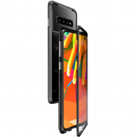 Carcasă Luphie cu ramă magnetică și sticlă durificată, pentru Samsung Galaxy S10 - negru