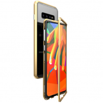 Carcasă Luphie cu ramă magnetică și sticlă durificată, pentru Samsung Galaxy S10 Plus - auriu