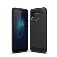 Carcasă din plastic cu textură șlefuită, na Huawei P20 Lite - negru