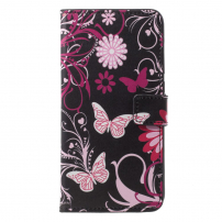 Husă flip fluturi, pentru Huawei P20 Pro - roz-maro