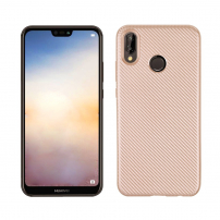 Carcasă din plastic cu textură carbon, pentru Huawei P20 Lite - auriu