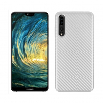 Carcasă din plastic cu textură carbon, pentru Huawei P20 Pro - argintiu