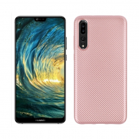 Carcasă din plastic cu textură carbon, pentru Huawei P20 Pro - roz-auriu