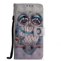 Husă flip bufniță, pentru Huawei P20 - gri