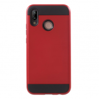 Carcasă din plastic cu textură șlefuită, pentru Huawei P20 Lite - roșu