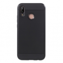 Carcasă din plastic cu textură șlefuită, pentru Huawei P20 Lite - negru