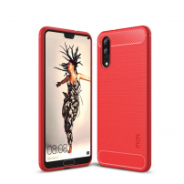 Carcasă Mofi din plastic cu textură șlefuită, pentru Huawei P20 - roșu