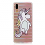 Carcasă moale de protecție unicorn, și dungi, pentru Huawei P20 - transparent