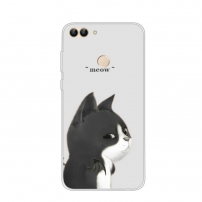 Carcasă din plastic pisică, pentru Huawei P Smart - alb-negru