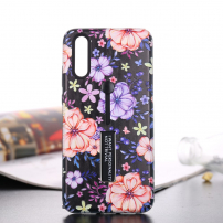 Carcasă din plastic cu agățătoare, flori, pentru Huawei P20 Pro - negru