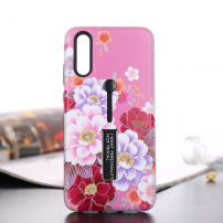Carcasă din plastic cu agățătoare, flori, pentru Huawei P20 Pro - roz