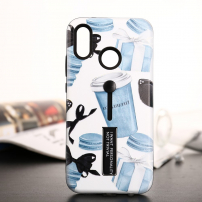 Carcasă din plastic cu agățătoare, pahar albastru, pentru Huawei P20 Lite - alb-albastru