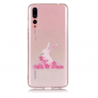 Carcasă din plastic iepure și flori, pentru Huawei P20 Pro - transparent