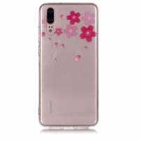 Carcasă din plastic flori roz, pentru Huawei P20 - transparent