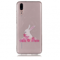 Carcasă din plastic iepure și flori, pentru Huawei P20 - transparent