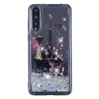 Carcasă din plastic cu paiete plutind, Turnul Eiffel pentru Huawei P20 Pro - argintiu