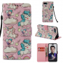 Husă flip unicorni, pentru Honor 10 - roz
