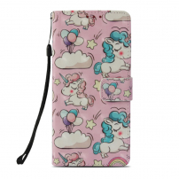 Husă flip unicorni, pentru Honor 10 - roz
