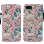 Husă flip unicorni, pentru Honor 10 - roz
