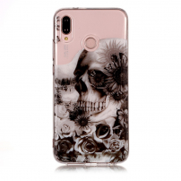 Carcasă din plastic craniu și flori, pentru Huawei P20 Lite - transparent