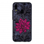 Carcasă din plastic floare mare cu broderie, pentru Huawei P20 Lite - negru