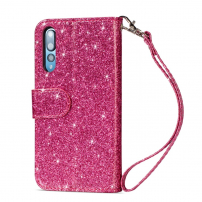 Husă sclipitoare tip portofel pentru Huawei P20 Pro - fucsia