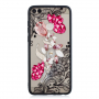 Carcasă din plastic întărit flori roz, pentru Huawei P Smart - transparent