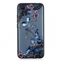 Carcasă din plastic întărit floare și fluture pentru Honor 10 - transparent