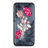 Carcasă din plastic întărit flori, pentru Honor 10 - transparent