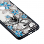 Carcasă din plastic întărit albastru flori, pentru Huawei Nova 3 - transparent