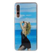 Husă tip clepsidră Fată în rochie, pentru Huawei P20 Pro - albastru-negru