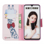Husă flip girafă, pentru Huawei P Smart (2019) / Honor 10 Lite - roz vechi