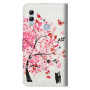 Husă flip roz copac, pentru Honor 10 Lite / Huawei P Smart (2019) - alb